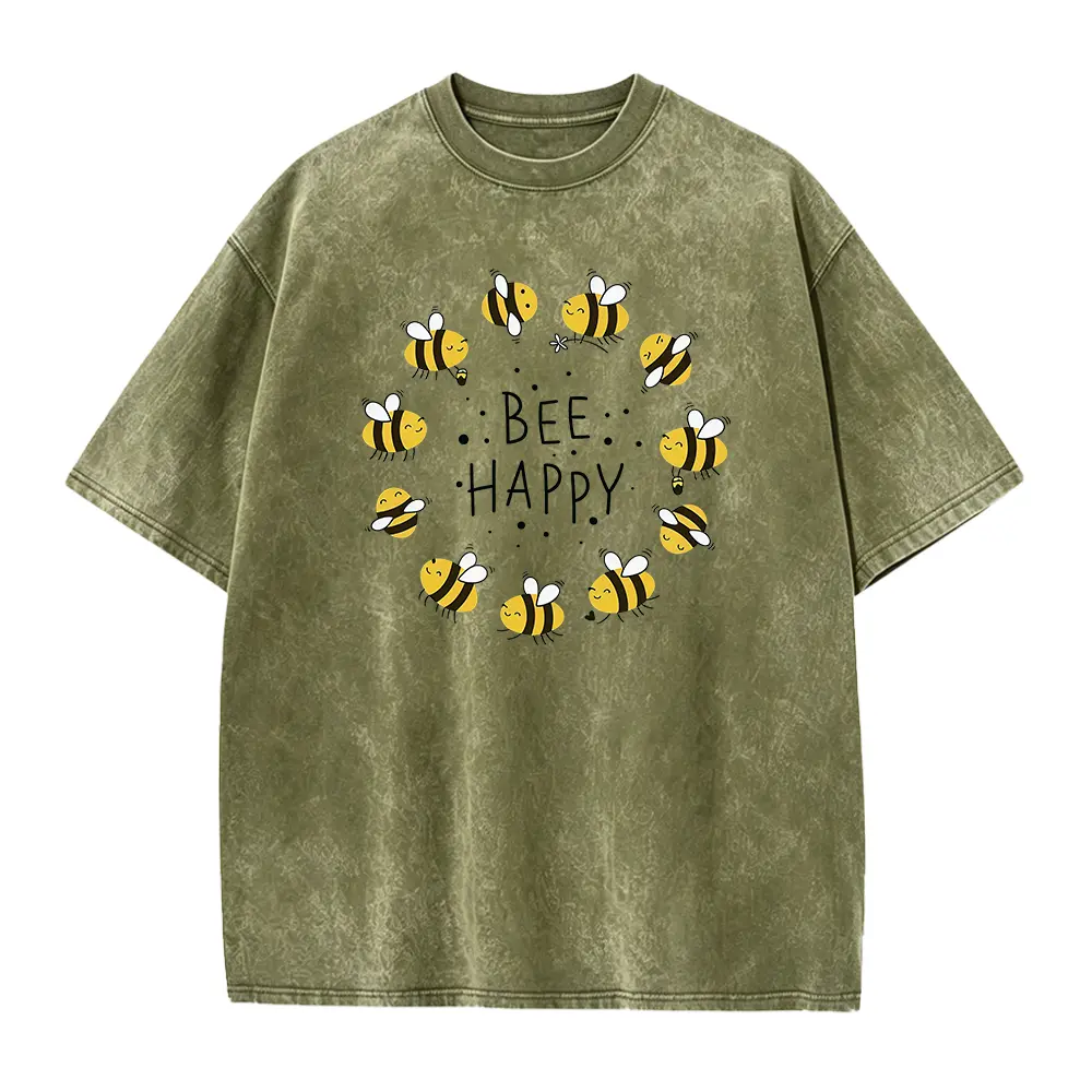 Adorable Bee Graphic Print Short-Sleeve Vintage Round-Neck T-Shirt, Fresh And Playful Style, Loose-Fitting Top, Elegant Casual Wear for Spring And Summer 2026, Versatile Commuting Women'S Clothing Available in Sizes S-XXL