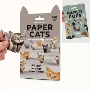 50pcs DIY 3D Paper Cat Dog Origami Kit, Step-By-Step Fold Your Own Handmade Model, Coding Instructions & Pre-Cut Pieces for Beginners, Papercraft Figures