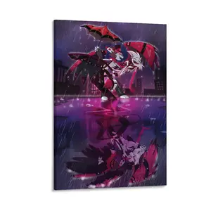 Hazbin Hotel Canvas Wall Art Posters Purple Rain Night Scene Anime Reflection Art for Living Room Bedroom Office Modern Decor Gift Canvas Poster Bedroom Decor Office Room Decor Gift Frames Ornaments Artistic Decoration Print Photo