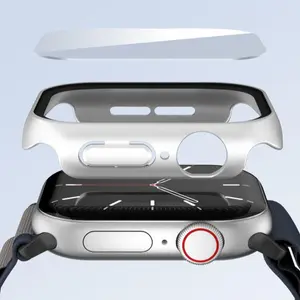 Case with Tempered Glass Screen Protector for Apple Watch Ultra 3/2/1 49mm and Series 11/10 46mm, Slim Guard Bumper Full Coverage Hard PC Protective Cover Thin Case for iWatch 49mm /46mm/42mm - 46mm - Black  (Watch Not Included)