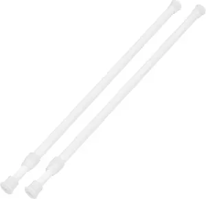 2 Pack Tension Curtain Rod 15.7-28 Inch, Small Short Adjustable Extendable Spring  Rods for Windows Cabinet Blinds Closet Bedroom Kitchen Bathroom Door No Drilling, White