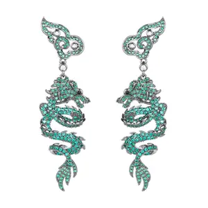 Zodiac Dragon Shape Earrings Micropaved Zirconia Earrings