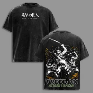 Eren Yeager, Levi Ackerman, Mikasa Ackerman Vintage Washed T-Shirt, Tank Top, Sweatshirt, Hoodie Attack on Titan Freedom Graphic Tee, Scout Regiment Anime Shirt, ODM Gear Manga Streetwear, Survey Corps Fan Apparel