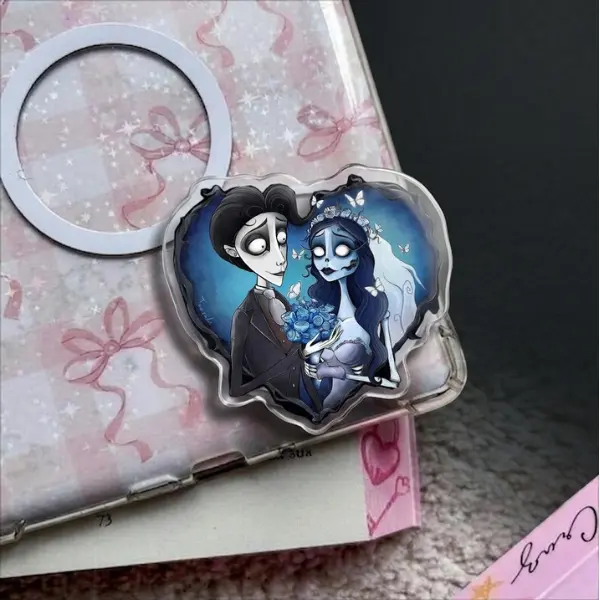 Corpse Bride Heart MagSafe Phone Grip, Victor and Emily Aesthetic Griptok, Gothic Romance Phone Stand, Spooky Wedding Accessory, Tim Burton Fan Gift