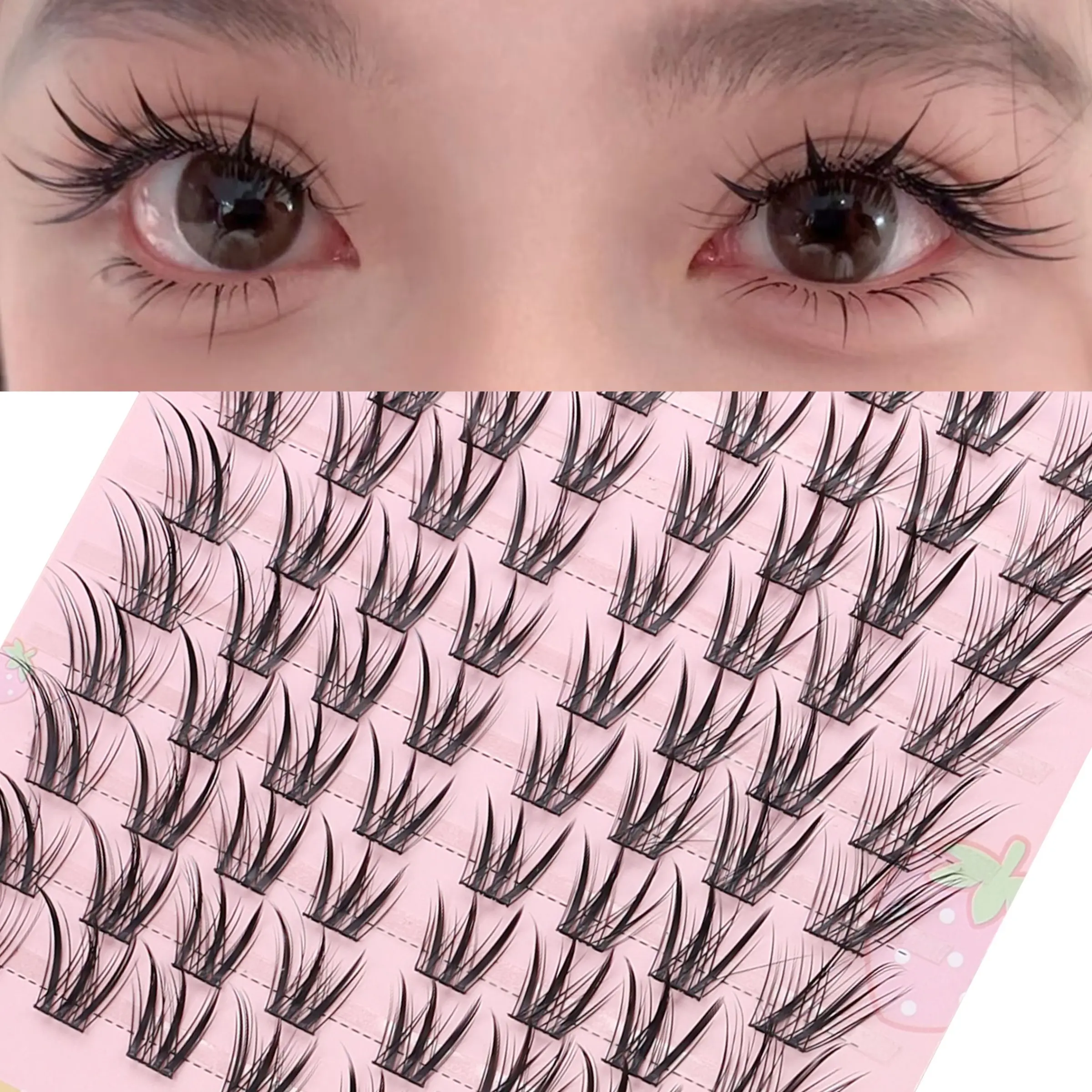 1 box of 10 rows painted mountain fox thick diagonal flying segmented false eyelashes Longer Looking Lashes suitable for beginners, Diy Personal Lashes, Easy Diy Eyelashes, DIY clustered eyelash extension kit