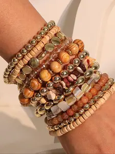 Boho Style Beaded Bracelet Set, Fashion Handmade Beaded Bracelet for Women & Girls, Casual Trendy Accessories for Party, Daily Clothing Decor, Stackable Bracelets