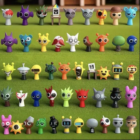 Sprunki Action Figures Collector Set - Unisex 24 Pcs Music Game Dolls with Whimsical Art Style, Durability, Vibrant Design, Quirky Gifts, Learning Tool for Pretend Play & Fine Motor Skills (Toys & Hobbies Specialty DIY Supplies, Decorative)