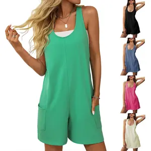 Naeduo Rompers for Women Summer Outfits Casual Sleeveless Workout Relaxed Beach Jumpers Short Jumpsuits with Pockets