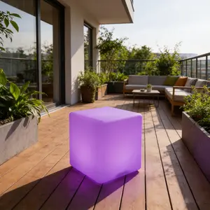 CNCEST 16-Color LED Cube Stool Table with Remote Control 16" Cube Chair RGB Light 4 Modes for Indoor/Outdoor Party, Bar, Patio, and Bedroom Decor Modern