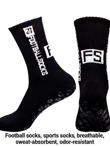 1 Pair Fs Soccer Socks, Towel Socks with Anti-Slip Gel Points, Moisture-Wicking Breathable Sports Socks for All Seasons