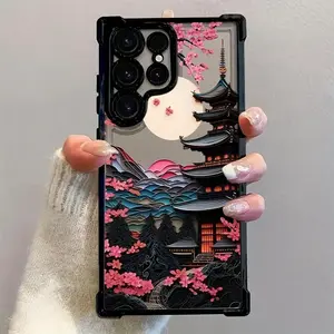 Japanese-Style Ancient House Airbag Phone Case for Samsung Galaxy S26 S25 S24 Ultra S23 S22 Plus S21FE Iphone 17 16 15 14 13 12 11 17Air Plus Pro Promax Cover