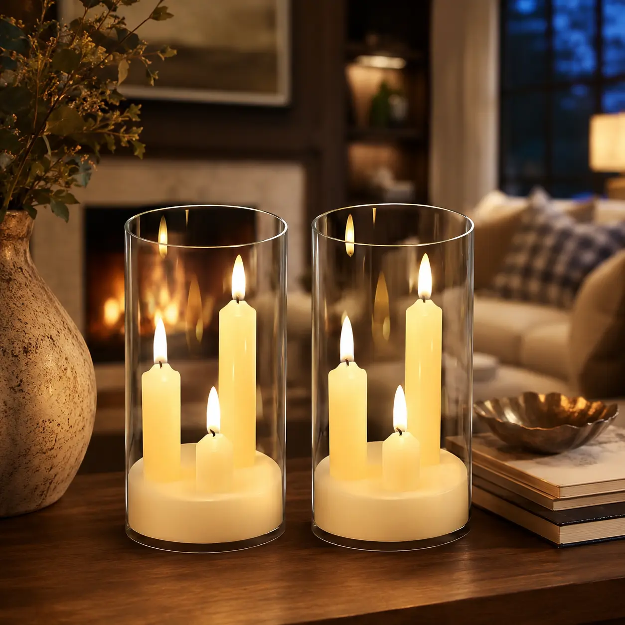 2-Pack Multicolor Flame-Free Candles Creative Ambiance Romantic Candles LED Realistic Electronic Candles Night Light Decorative Pieces Perfect for All Home Decor Valentine's Day, Christmas Gifts Wedding & Proposal Decorations