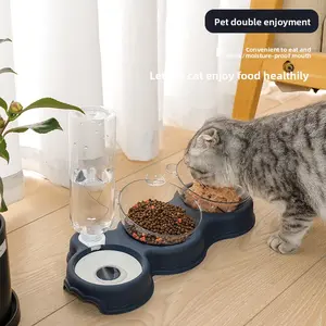 Upgraded Model Double Bowl Automatic Pet Feeder Dog Bowl Cat Bowl Water Dispenser for Healthy Feeding