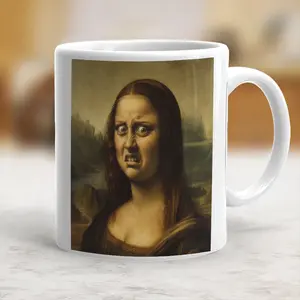 Funny Monalisa Grimace Face Coffee Mug, Meme, Disgusted Face, Gift For Besties, Coworkers - scs17069  Ceramic Classic Drinkware