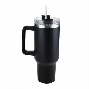 Stainless Steel Straw Cup Insulated Vacuum Bottle Tumbler with Handle and Straw, Reusable Stainless Steel Straw Cup for Cold Hot Drinks