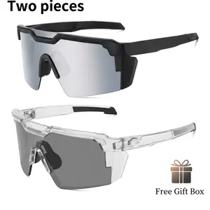 Two pieces Photochromic Z87+ Polarized Safety Glasses, Unisex Large Frame Retro UV400 Y2K Aviator Glasses, Suitable for Fishing, Golf, Cycling, Driving, and Sports