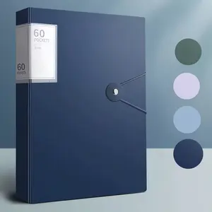 High-Quality A4 Document Folder with 60 Pages, Durable Waterproof PP Material, Multi-Pocket Design for Home Office and School Organization, Office Supplies, File Folder, Document Organizer
