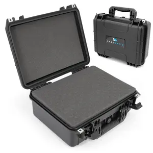 16" Waterproof Hard Case with Customizable Foam for Portable Electronics, Tools and Accessories - Hard Shell Plastic Case with Pre-Diced Foam Interior
