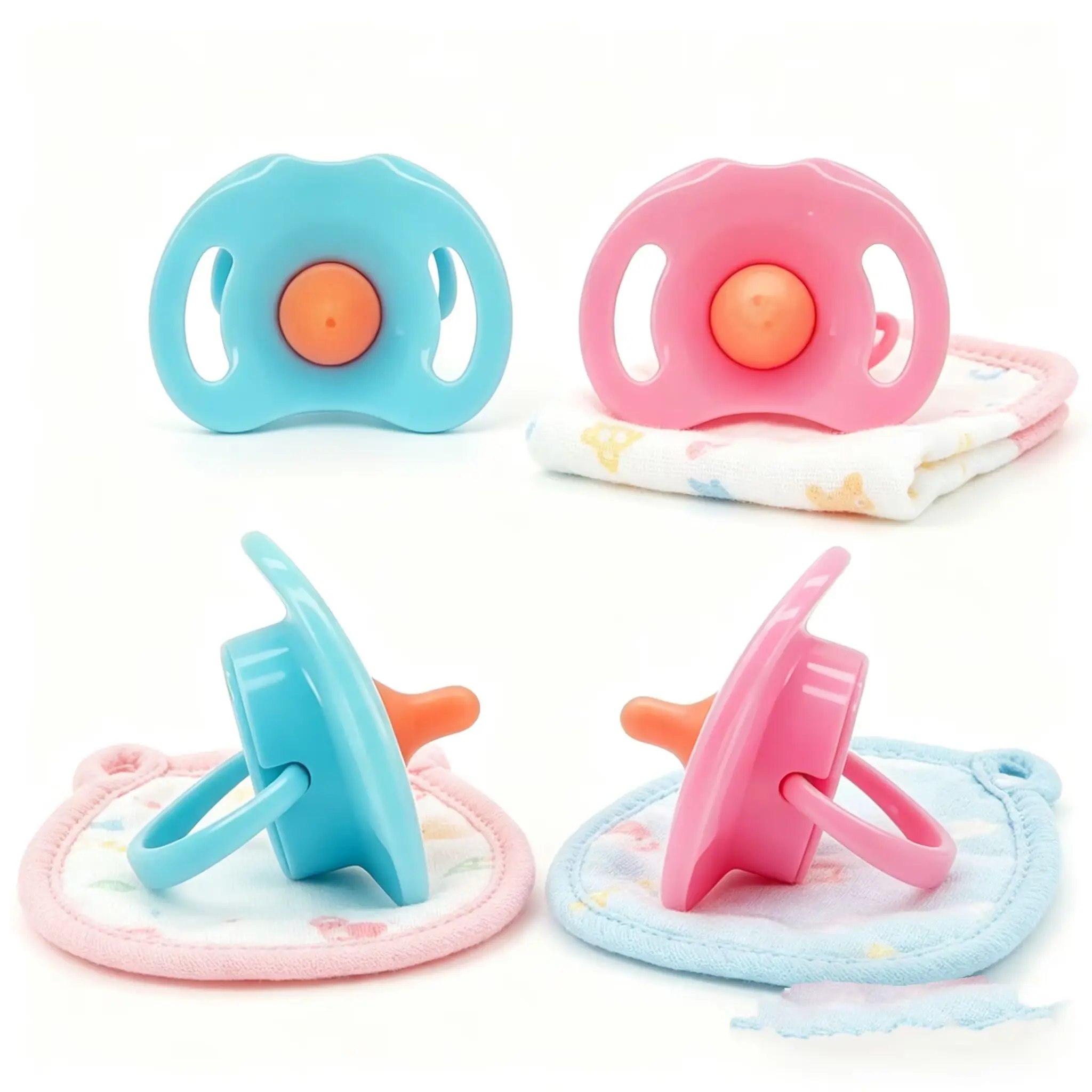 OHDEALS BPA-Free Doll Pacifiers (Open Mouth Play Accessories) - 4-Pack Pink & Blue, Unisex for 18m+ Kids, Imaginative Play Scenes & Extended Pretend Use, Doll Decoration