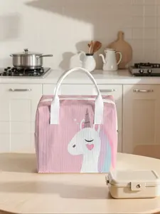 Unicorn Pattern Lunch Bag, Portable Insulated Handbag, Non-Contact, Suitable for Work, School, Picnic, Travel, All Seasons, Reusable Lunch Bag