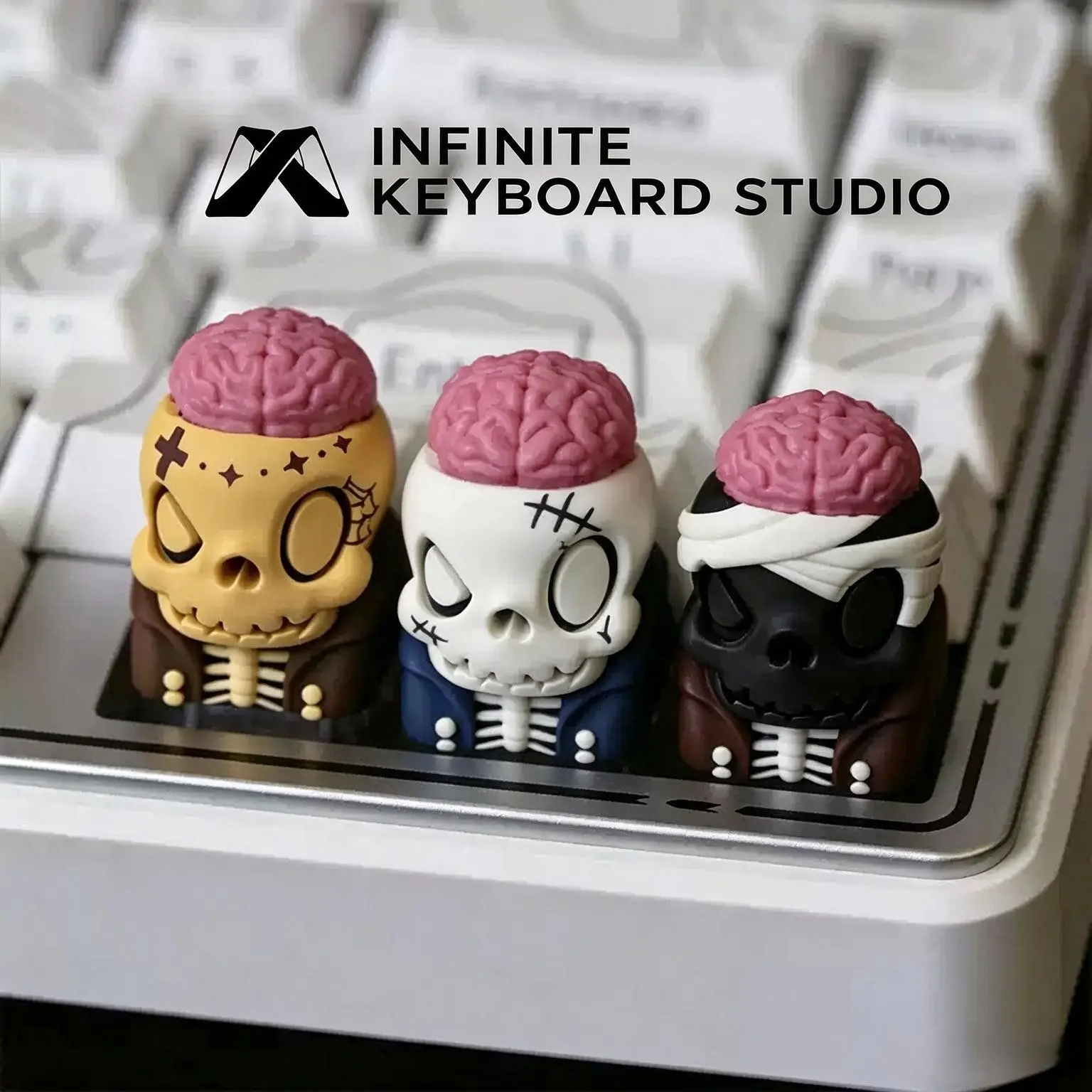 Whimsical Skull Series Translucent Resin Keycap, Single Custom Mechanical Keyboard Keycap