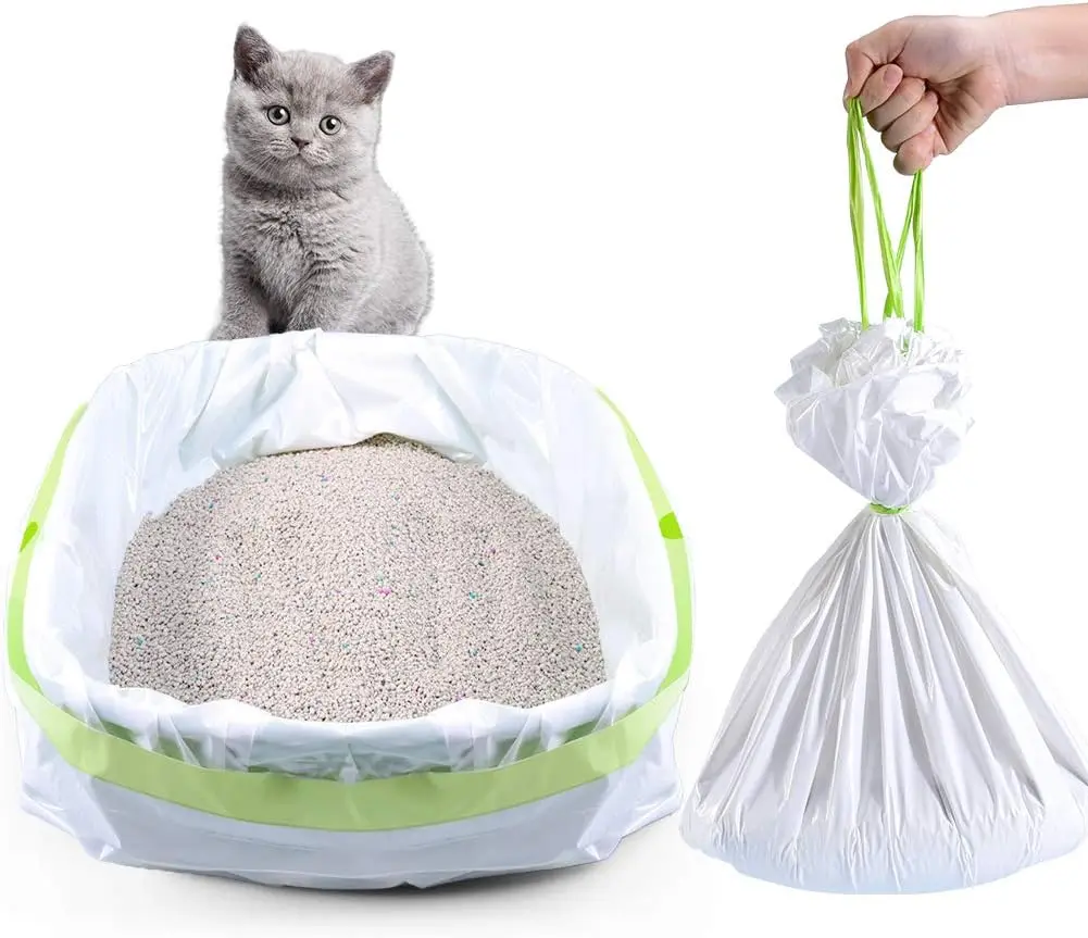 Litter Box Liners, 34-Count Drawstring Bags (36" x 18") - Thick, Easy-Clean, Eco-Friendly XL Pet Supplies for Litter Pans