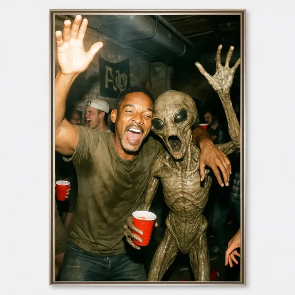 Alien Party Vertical Poster, Funny Extraterrestrial Party Wall Art, College Party Digital Print