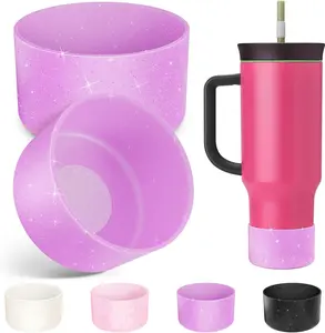 2PCS Silicone Boot for Owala 40oz Tumbler with Handle, Anti-Slip Protective Sleeve Bottom Bumper Protector for Owala Mug Water Bottle Cup, Dishwasher Safe and BPA Free