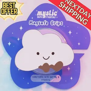 Magnetic Phone Grip Kawaii Cloud MagSafe Phone Grip – Cute Cloud with Bowtie Magnetic Phone Holder, Fun Phone Stand for Cloud Lovers, Cute Gifts for Your Lovers