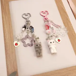 Fuzzy Cat Keychain Aesthetic Y2K Stylish Keychains