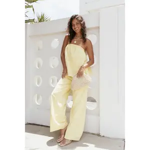 Michele Strapless Jumpsuit - Butter Yellow