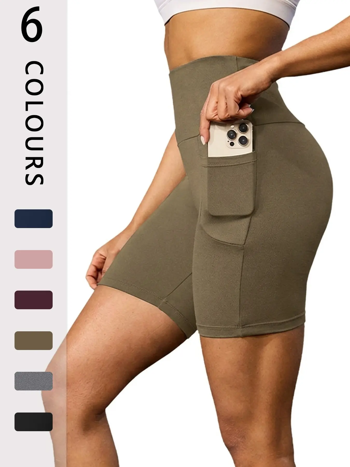 High Waisted Biker Shorts for Women with Pockets, Super Soft Tummy Control Shorts, Sporty Plain Design for Workout & Daily Wear, Fitness Shorts, Athletic Shorts, Yoga Workout Shorts