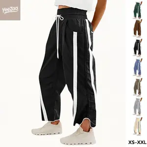 YeeZaa Viral Track Pants Y2K Barrel Pants Contrasting Colors for Women High-Waisted Fashion Aesthetic Casual Drawstring Elastic Waist Workout Pants with Pockets 2026 #springfresh Womenswear Bottoms Fitted Striped