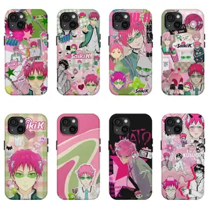 Anime The Disastrous Life of Saiki K. Y2K Fashion Pink Style Phone Case for iPhone 17 16 15 14 13 12 11 Air Pro Max Plus Luxury Double-layer Unique Gift For Holiday Birthday