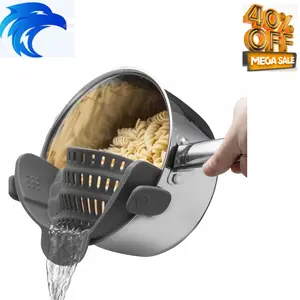 Snap N' Strain - Silicone Pasta Strainer Clip-On for Pots and Pans - Heat Resistant Colander for Vegetables - Kitchen Gadgets for Cooking Utensils