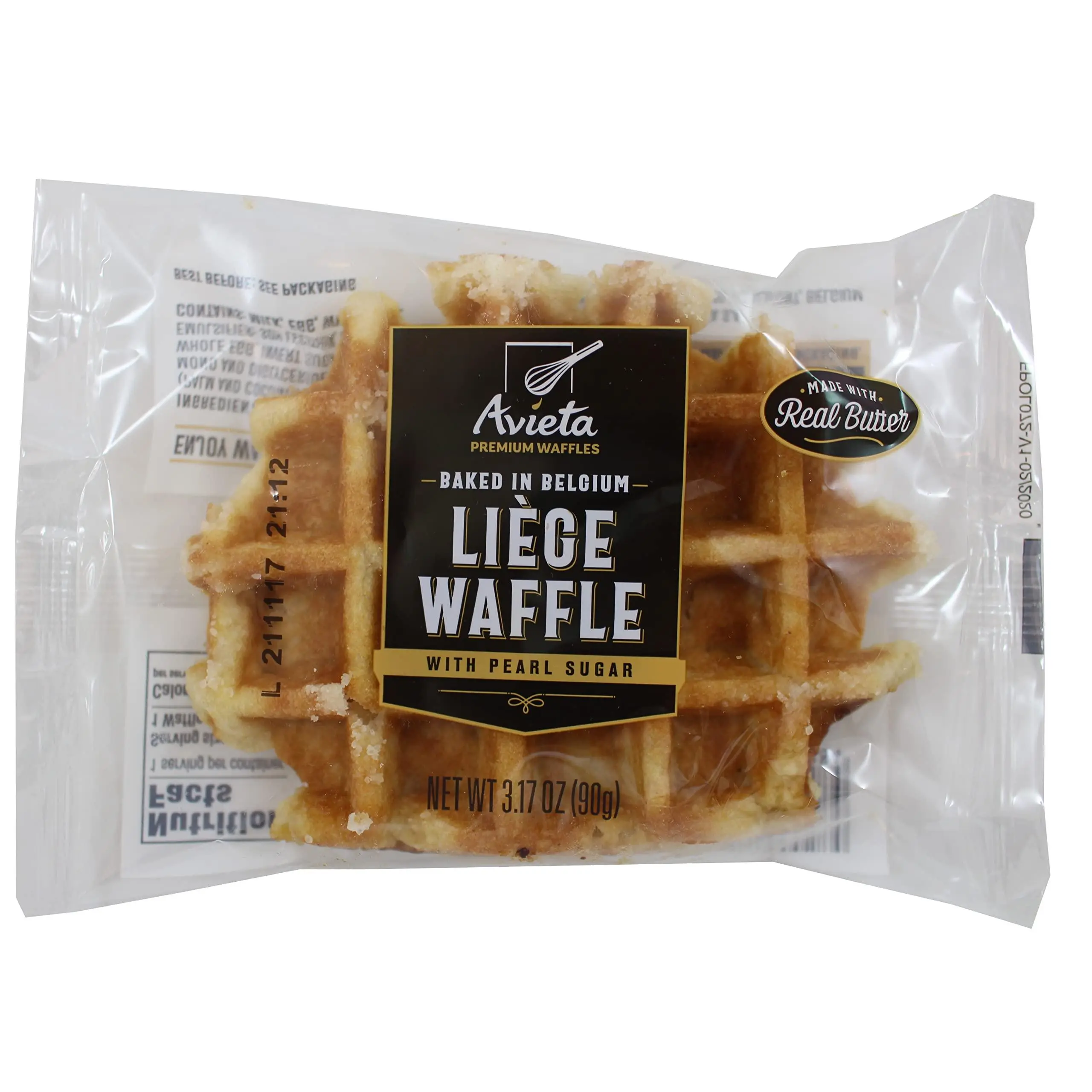 Avieta Belgian Pearl Sugar Waffles, Individually Packed 3.17 Ounce, 12 Pack