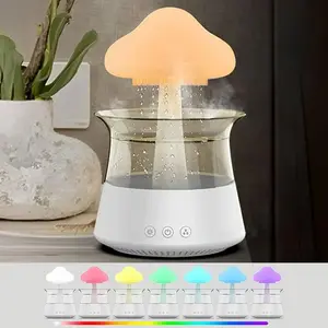 Cloud Rain Humidifier, Water Drop Humidifier, Falls Light, Mushroom Sound, Noise, 7 Colors, Bedroom, Office, Desk Air Humidifier
