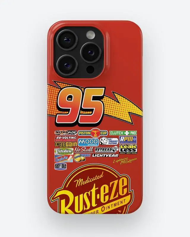 Lightning McQueen Custom Rubber Phone Case - Special Edition Polycarbonate Casing, Durable Shock-Absorbent Impact-Proof Drop-Resistant Resistance Accessory with Gloss Finish, Unique Gift for iPhone 1-17 Pro Max Plus