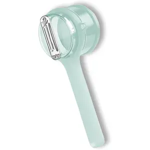 Peeler Tool with Storage Container -Reusable Fruit & Vegetable Peeler, Multi-Functional Double-Sided Stainless Steel Peeler, Built-In Peel Collector, Compact Kitchen Essentials (Blue) LINXUXUAN