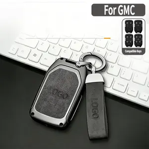 Suitable for GMC key fob protective case with keychain, full metal protection for key shell, compatible with GMC Chevrolet Acadia, Sierra, Terrain, Silverado 1500, 2500HD, 3500HD