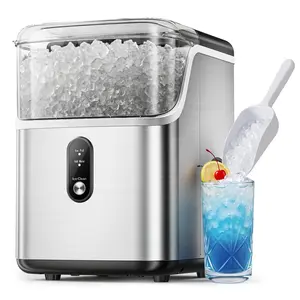 Simzlife Nugget Ice Maker Countertop, 35lbs/24H Portable Sonic Ice Machine with Self-Cleaning, Chewable Pellet Ice Maker for Home Kitchen Office RV, Stainless Steel