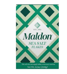Maldon Salt, Sea Salt Flakes, 8.5 oz (240 g), Kosher, Natural, Unique Gourmet Pyramid Shaped Salt Flakes, Perfect for a Wide Range of Dishes, Hand-Harvested for Four Generations (Packaging May vary)