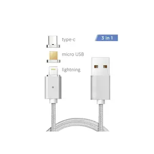 Xtrempro  3-in-1 Magnetic Cable Type-C Micro USB & Lightning, 6 ft. - Silver