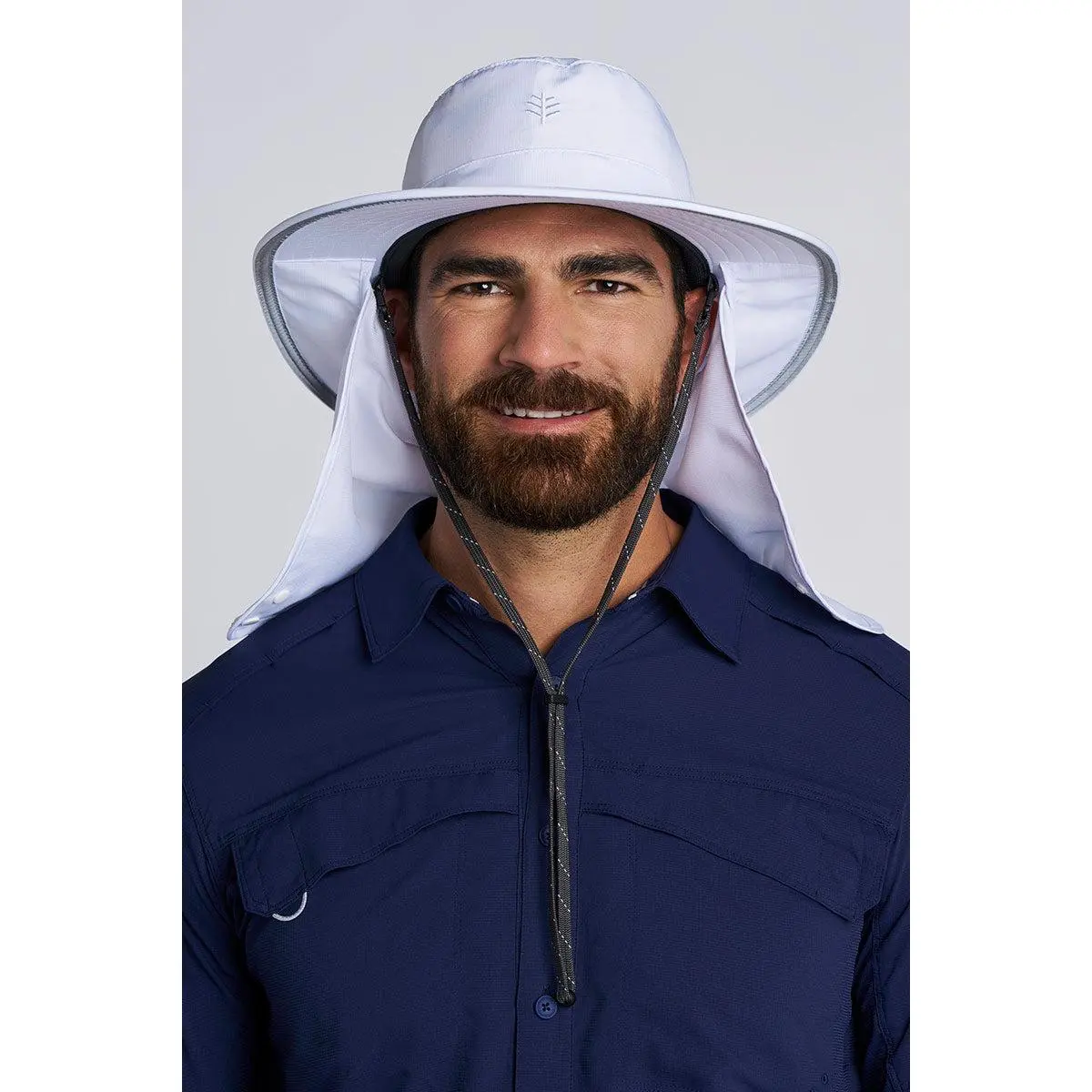 Floating Boating Hat with Neck Drape | White