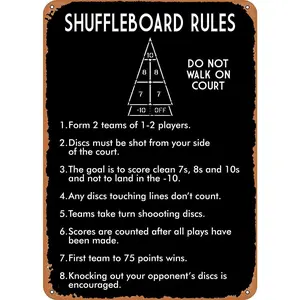 Shuffleboard Rules Metal Signs Club Tin Poster Home decor Office Room Wall decoration Plaque 12x16 Inches, 30x40cm/12x16inch