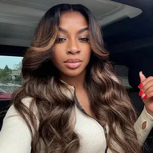 【Bye Bye Slip】UNice Glueless Balayage Highlight Body Wave Wig with Drawstring Pre-cut 7x5 HD Lace Closure Human Hair Wigs with Bleached Knots Friendly for Beginners