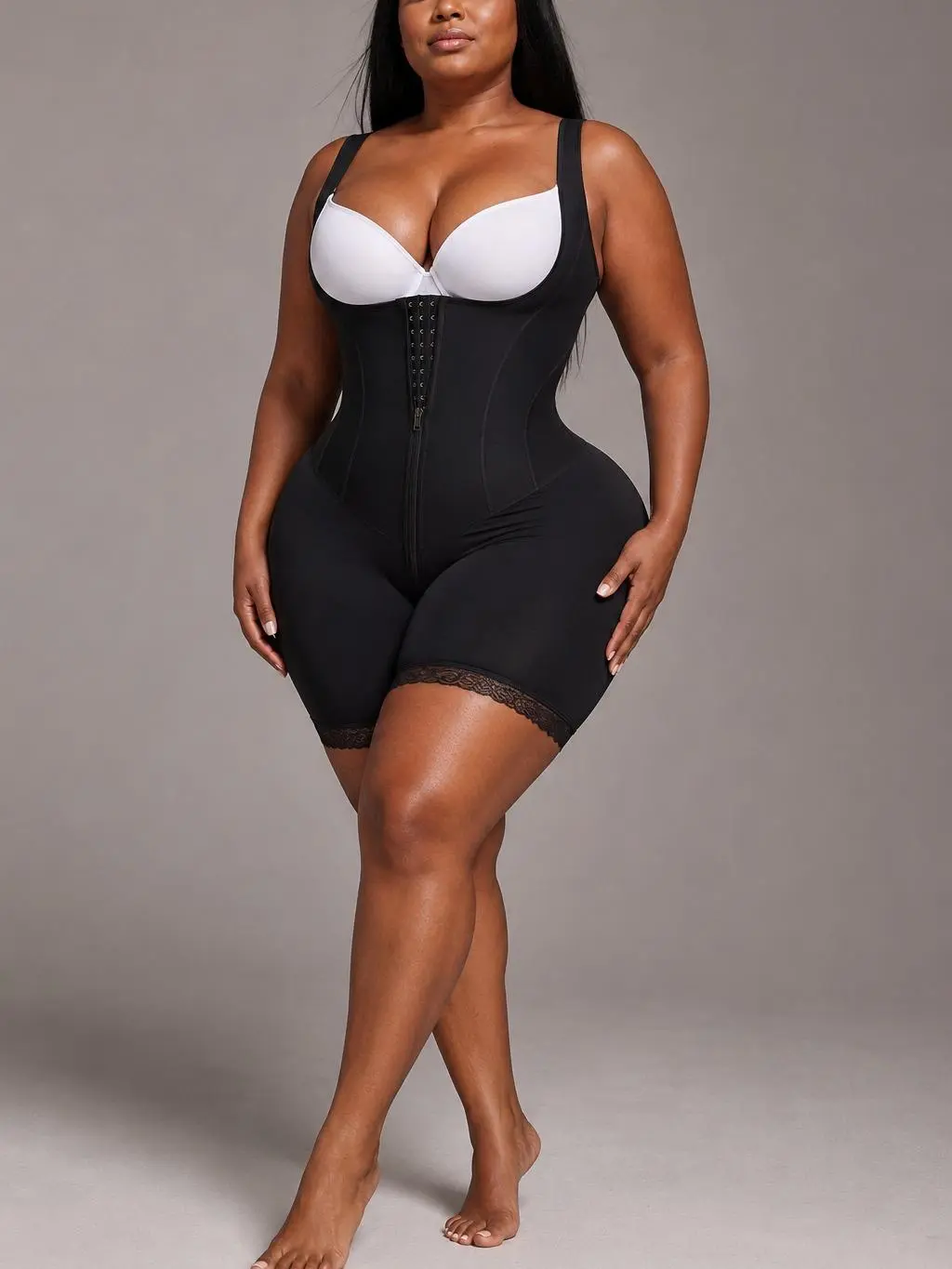 Sculpt Touch Snatch Women's Full Body Shapewear Bodysuit, Firm Control Tummy Tuck Body Shaper with 13 Steel Bones, Zipper Closure & Butt Lifting Design