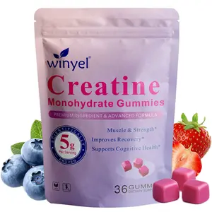 Daily Creatine Gummies for Strength & Training Support | Berry Flavored Sugar Free Formula | 5g Per Serving | 36 Gummies