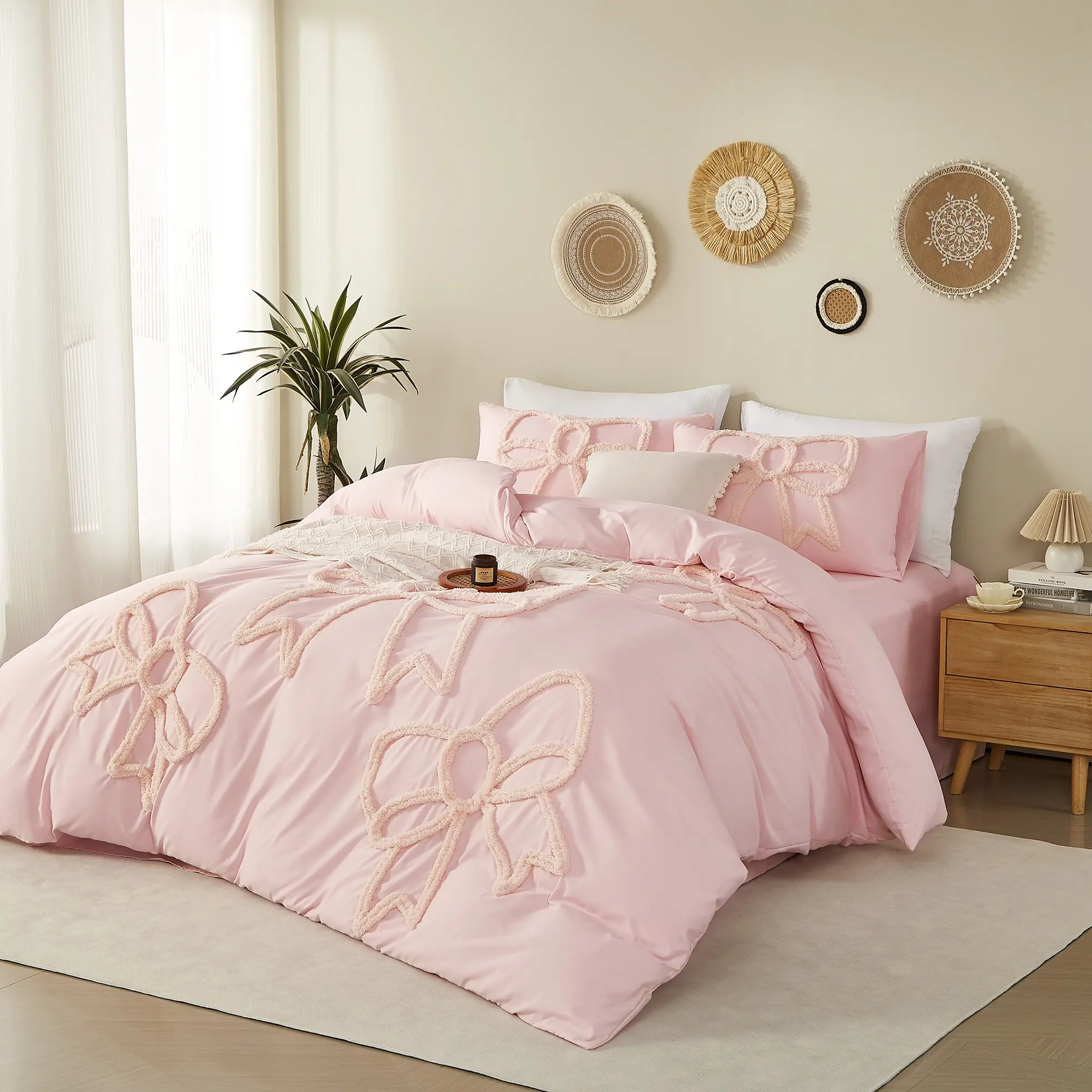 Gift knot pattern Duvet Cover Set, Decorative Duvet Cover, Boho Tufted Comforter Sets with Zipper Closure, Including1 Duvet Cover & 1/2 Pillowcase without Filler, Soft Comfortable Bedding Set for Home Bedroom
