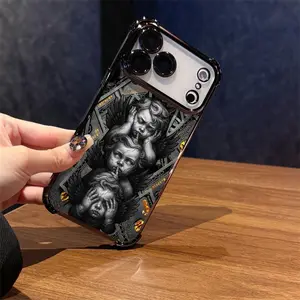 Luxury Transparent Electroplated TPU Smartphone Casing - Little Angel Design, 4-Corner Shockproof Soft Silicone Protective Cover for iPhone 17 Pro Max, 16 Pro Max Plus, 15,14,13,12,11 Handheld Devices Accessory